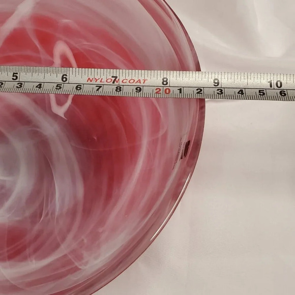 SEA Glasbruk Kosta Boda Sweden Art Glass Blown Bowl Red W/ White Smoke Painted - Picture 12 of 12